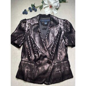 French Connection Black Sequin Blazer Jacket Womens Size 4 Y2K Whimsygoth